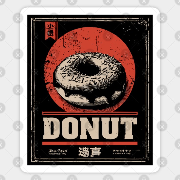 Vintage Donut Poster with Bold Retro Aesthetic Magnet by TuncGK